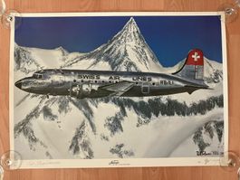 Swissair Plakat `50 Years north Atlantic`DC-4